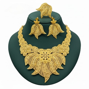 Stylish <b>Womens</b> 4 Piece Jewelry <b>Set</b> Including Gorgeous Necklace Jewelry Sautoir Collier And Plaque Necklace Ideal For Parties - Product Image 3