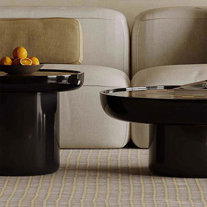 Ensemble de tables basses rondes modernes avec plateau <span class=keywords><strong>en</strong></span> mosaïque coloré et base <span class=keywords><strong>en</strong></span> bois pour la décoration de la maison, du salon et de la villa - Product Image 4