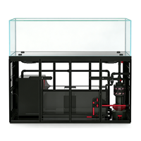 Aquarium pour Arowana en verre ultra-blanc avec fond noir, filtre intégré, support coulissant, double séparation sec-humide, sans tuyauterie