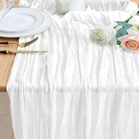 Nappe de table en gaze de coton violette de luxe en gros, chemin de table en mousseline rustique pour décorations de mariage et tables de réception