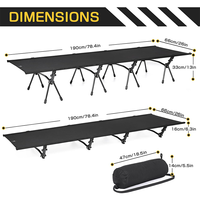 Lit tente ultraléger Cadre métallique en alliage d'aluminium Lit de camp simple pliant portable pour l'extérieur Lit de voyage
