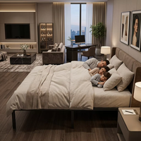 Großhandel Eisenbett für Mietwohnungen, 1,9-Meter- und 2-Meter-Betten für Zuhause, Hotel, Krankenhaus, Apartment, Suite, Schulzimmer, Hauptschlafzimmer, Doppelbett