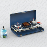 Réchaud de camping pliable portable d'extérieur à gaz, trois brûleurs, coupe-vent, style Primus, en acier inoxydable, pour 3 à 5 personnes, design compact