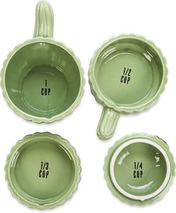 Juego de 4 tazas medidoras decorativas de cerámica con diseño de cactus para cocina, tazas medidoras de porcelana de varios tamaños a granel - Product Image 5