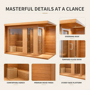 Sauna extérieur moderne Ploutara, alimenté par prise électrique, écologique, pour 4 à 6 personnes, en cèdre canadien, <span class=keywords><strong>hybride</strong></span> infrarouge électrique, pour jardin ou villa - Product Image 3