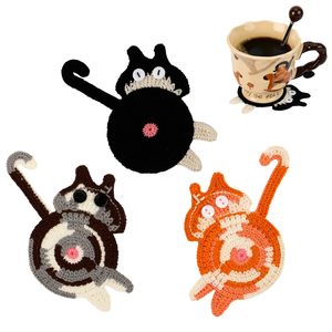 Sottobicchiere |   <span class=keywords><strong>Regali</strong></span> per Amanti dei Gatti, Sottobicchieri Creativi Intrecciati Divertenti, Graziosi Sottobicchieri per Caffè per Arredamento Casa e Tavola - Product Image 2