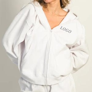 Invierno 2025 Nueva ropa deportiva en blanco traje deportivo cremallera mujeres sudaderas con capucha 1 pieza de gran tamaño Vintage Puff impreso gimnasio Fitness sudadera - Product Image 1