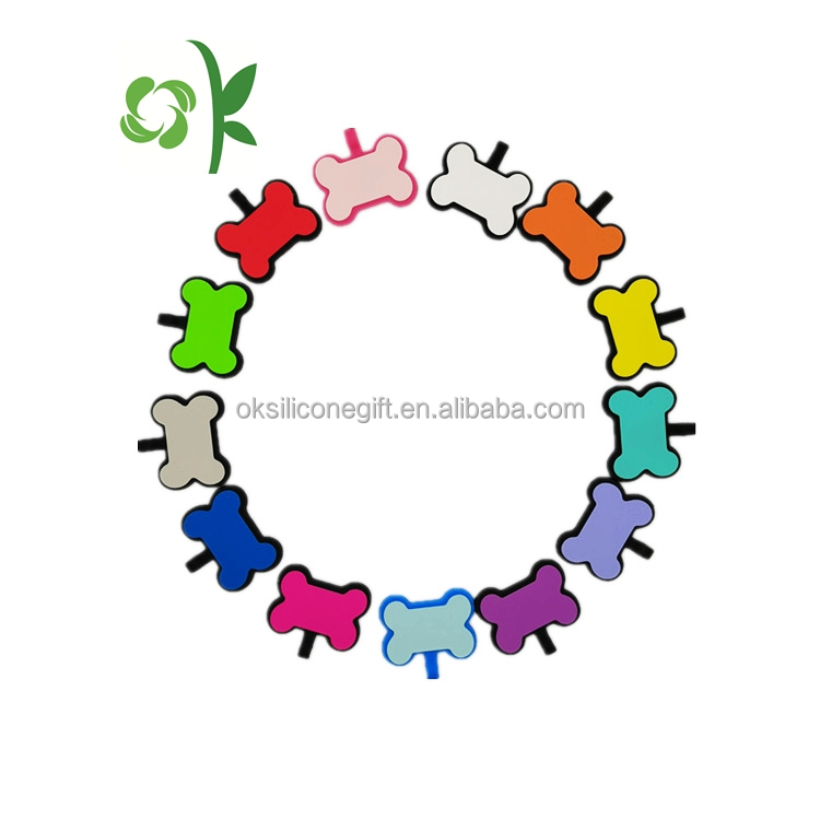 OKSILICONE Лидер продаж, уличные аксессуары для домашних животных, идентификационная бирка, индивидуальная силиконовая бирка в форме кости, силиконовая бирка с идентификационным именем собаки