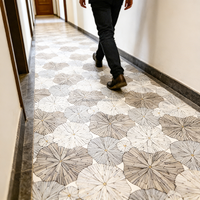 Panneau décoratif de luxe en mosaïque de marbre à motif de feuille de lotus de forme géométrique pour le sol du couloir, la salle de bain, le mur