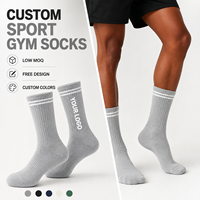 Chaussettes de sport personnalisées pour hommes en coton tricoté rayées grises de qualité supérieure