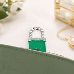 Prêt à expédier : Cadenas de luxe Mandarin Orange, haut de gamme, <span class=keywords><strong>chic</strong></span>, avec diamants étincelants et logo métallique de créateur - Product Image 3