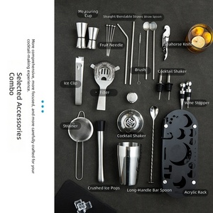 Set Shaker per Cocktail in Acciaio Inox, Strumenti per Miscelazione <span class=keywords><strong>Bar</strong></span> con Base in Acrilico, Kit Completo per Vendite Transfrontaliere - Product Image 2