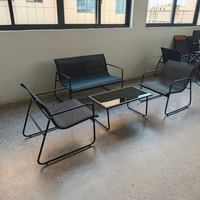 Ensemble de salon de jardin 4 pièces en textilène avec table basse et structure en acier pour patio, cour et jardin