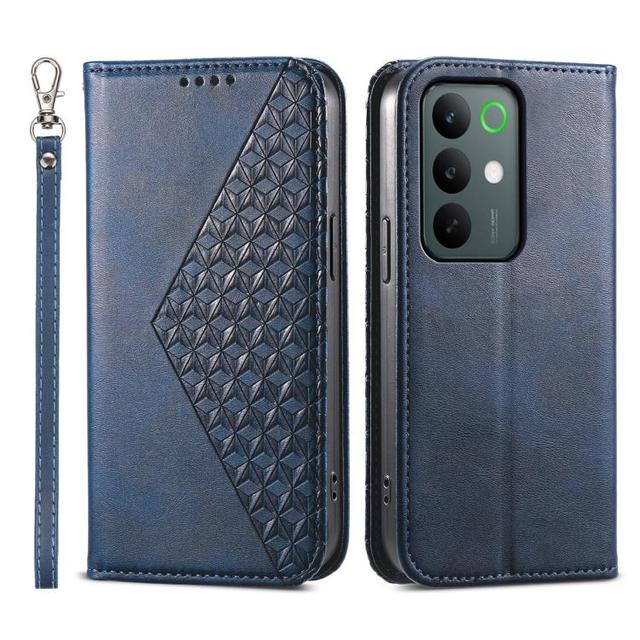 For Realme C85 5G / Realme 15x 5G Cubic Grid Calf Texture Magnetic Leather Mobile Phone Case