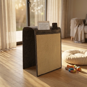 Tapis à gratter minimaliste et écologique <span class=keywords><strong>Navaris</strong></span> pour chats - Utilisation sur canapé et sol, tapis en sisal et lin avec compartiments - Product Image 5