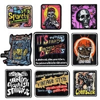 Patch brodé Crâne Punk, Badge Squelette Style Graffiti, Applique Gothique Rock, Autocollants thermocollants pour Streetwear, Veste en jean, Sac