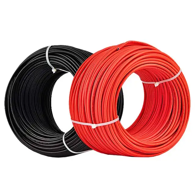 XLPO Tinned Copper DC Solar PV Cable PV1-F 4mm 6mm 10mm 16mm Red Black Solar Panel Wire