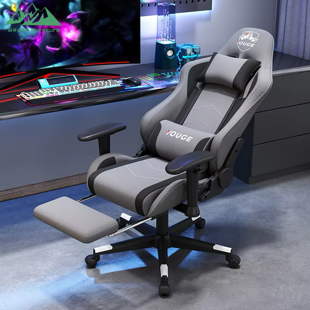 Wayon E-sports Gaming Chair Comfortable Reclining Lifting Rotating Ergonomic Nylon Base with Casters Leather Bedroom