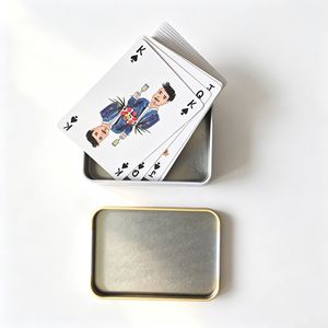 Impression personnalisée de cartes à jouer, cartes de poker en papier écologiques de luxe, portables, imprimées <span class=keywords><strong>avec</strong></span> boîte en métal, emballage élégant, jeu de table - Product Image 4