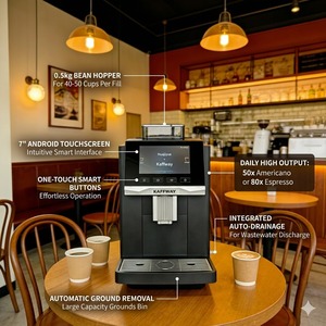 Machine à <span class=keywords><strong>café</strong></span> expresso entièrement automatique M1, pour la maison et le bureau, intelligente, WiFi, broyeur intégré, 19 bars, écran tactile, double chaudière, en acier inoxydable - Product Image 4