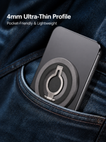 Support de téléphone magnétique double face personnalisé OEM/ODM avec logo, boucle de maintien rotative à 360° en ABS ultra-fin pour doigt