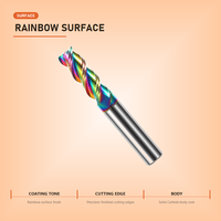 Fraise à queue plate en carbure de tungstène, 3 cannelures, revêtement arc-en-ciel, pour cuivre et aluminium, OEM/ODM, pour le rainurage et le profilage