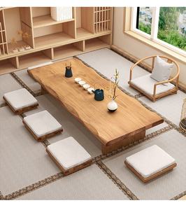 Stile giapponese in legno massello Tatami Kang tavolo lungo Zen tavolo da tè corto sedia combinazione per balcone o caffè sala da pranzo - Product Image 6