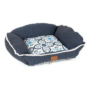 Lazy Hound Dog Bed Washable Top Quality Patterned Cat & Dog Bed Hipster Blue Durable Upsholstery Grade Fabrics Pet Bed