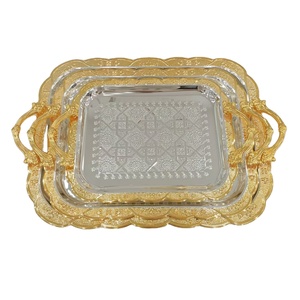 Bandeja Rectangular de Lujo Europeo, Juego de Tres Piezas para Almacenamiento, Bandeja para Frutas y Pasteles, Decoración para Fiestas al por Mayor con Borde Negro - Product Image 6