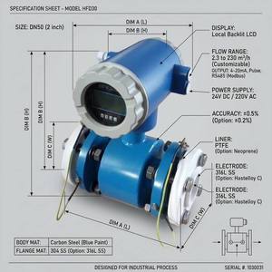 Medidor de Flujo Electromagnético EMFM-HF300, Sensor Digital de Líquido de Acero Inoxidable con Brida para Tuberías Industriales - Product Image 4