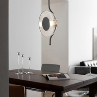 Décoration d'intérieur contemporaine Lustre design rond en verre Éclairage à led avec partie dorée Fer Aluminium Lumière de cuisine moderne