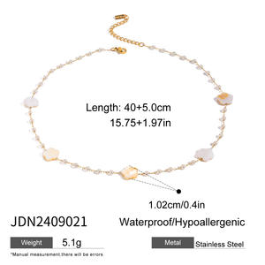 18k <b>Gold</b> Stainless Steel <b>Pearl</b> <b>Necklace</b> Non-fading Fashion Jewelry Wholesale <b>Necklace</b> and Bracelet Set - Product Image 5