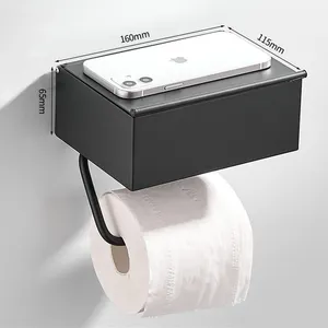 Sanga 304 Stainless Steel Dinding Persegi Kamar Mandi Perekat Toilet Roll Penutup Hati Rak Tisu Pemegang Kertas dengan Kotak