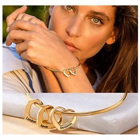 DIY coeur accessoires creux Ins Bracelet et graver anneau bijoux en acier inoxydable avec pendentif coeur