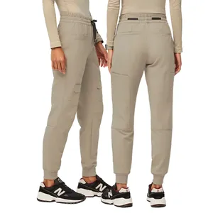 Sanatorium Womens 8 Pockets Dental Uniforms Medical Scrubs Stripe Mesh Enhanced Fennec Shand Patch Pocket Jogger Scrub Pants