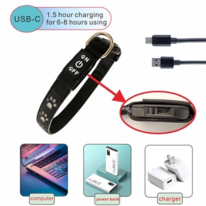 Collar LED para Mascotas Recargable por USB con Diseño de Huella de Perro 3D en Cinta de Poliéster y Goma Cómoda, Gran Venta - Product Image 5