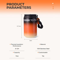 Vaso Térmico Personalizado con Degradado, 14 oz, Elegante, Ecológico, Aislado al Vacío, para Bebidas Frías, Taza de Café, Antiderrames, Portátil, de Acero Inoxidable