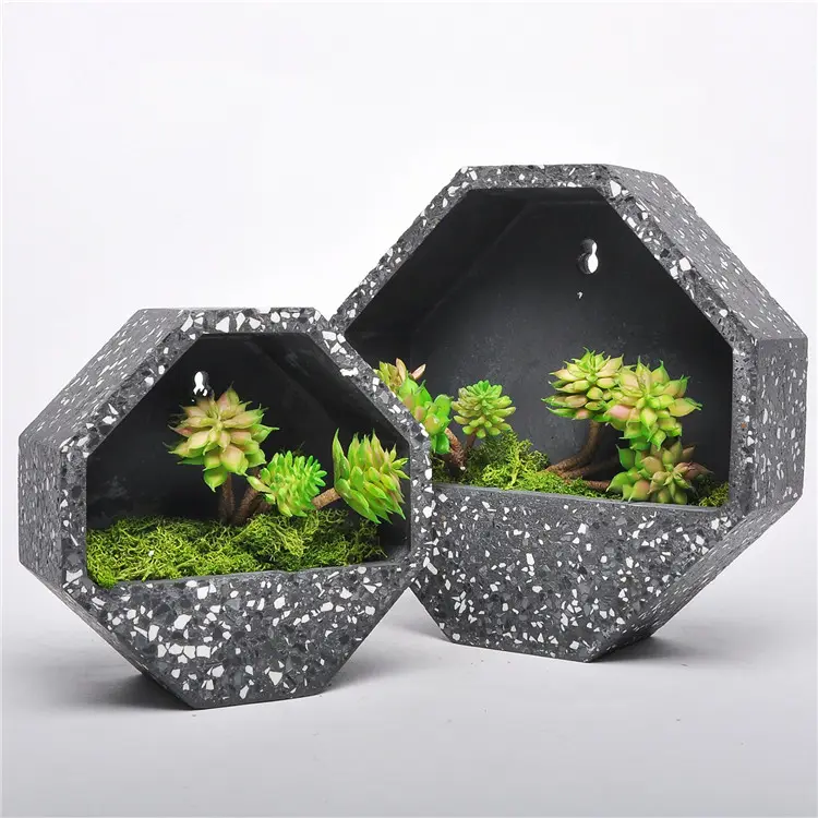 Vaso geométrico de flores, potes de flores hexagonais de cimento, para parede, para plantas