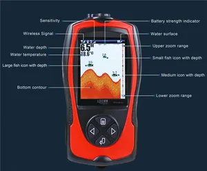 Détecteur de poissons portable Lucky FF1108-1CW, portée 100 m, profondeur 45 m, sonar sans fil 125 kHz, <span class=keywords><strong>sondeur</strong></span> sonore DC 10-18V, menu russe, pêche - Product Image 4