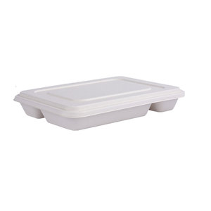 Barquette à cinq compartiments en pulpe de canne à sucre, blanche, biodégradable, pour plats à emporter, idéale pour le camping - Product Image 2