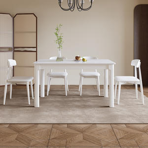 Juego de mesa y sillas de comedor de madera maciza de 1.2 m, estilo moderno minimalista, de roble ligero de lujo, cuadrado, de 6 piezas. - Product Image 4