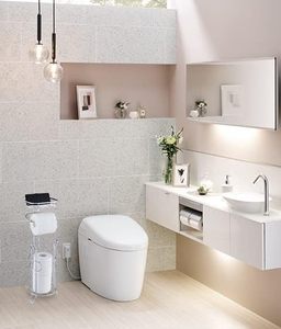 Porte-papier toilette en métal robuste pour salle de bain, finition chromée, avec <span class=keywords><strong>étagère</strong></span>s de rangement - Product Image 5