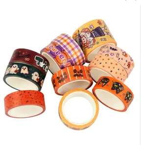 Consegna veloce stampa personalizzata decorazione colorata Crepe rotoli di carta adesiva mascheratura Washi Tape Set