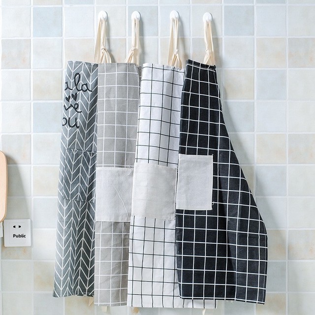 Kitchen Waterproof Oil-proof Thickened Anti-fouling Cooking Adult Overalls Women's Advertising Apron Cotton Linen Fabric