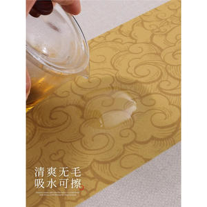 ผ้าปูโต๊ะสไตล์เซนจีน ผ้าปูโต๊ะสแปนเด็กซ์ แผ่นรองน้ำชา ทรงสี่เหลี่ยม ดูดซับน้ำได้ กันน้ำ ทนความร้อน ใช้ในบ้าน - Product Image 5