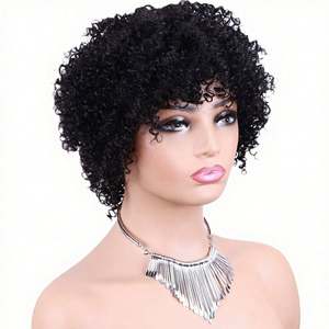 8 Inch Short <b>Pixie</b> <b>Cut</b> Jerry Non-Lace Human Hair <b>Wig</b> Honey Blonde Kinky Bang Factory Direct 100% Human Hair <b>Wig</b> - Product Image 1