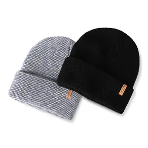 Topi Beanie Rajut Pria, Topi Beanie Kustom Musim Dingin dengan Logo Kualitas Tinggi