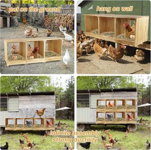 Sağlam ahşap tavuk döşeme kutuları açık tavuk yuva kutusu tavuklar için Backyard Coops ahşap yuvalama kutuları dışarı rulo - Product Image 5