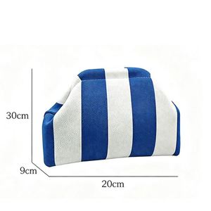 Pochette en polyester tricoté rayé durable avec fermeture éclair, style nuage, polyvalente, minimaliste, pour cosmétiques et voyage, grande capacité, portable - Product Image 2