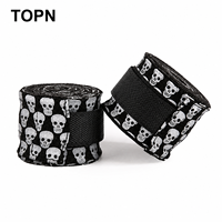 Bandages de boxe en coton avec logo personnalisé, 3 m, couleur personnalisée, largeur 5 cm, légère élasticité, Muay Thai, unisexe, OEM, marque TOPN, ISO